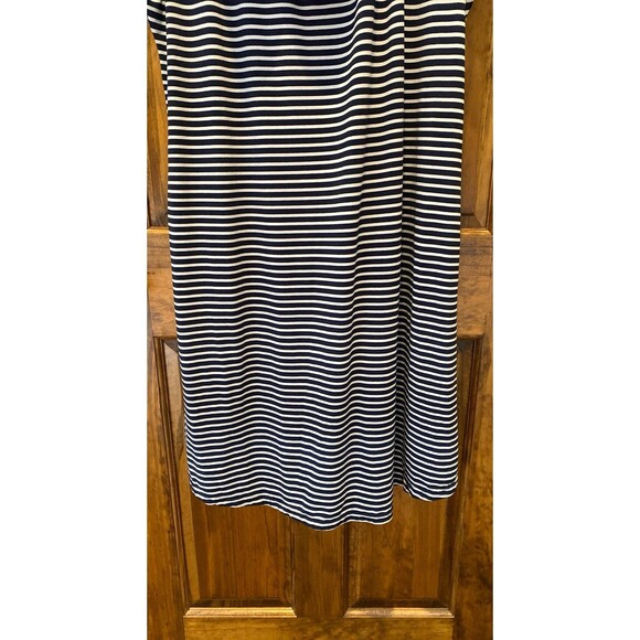 Relax Dress Plus Size XL 1X Navy White Stripes Lace up Front Cap Sleeve Hooded - Picture 6 of 10